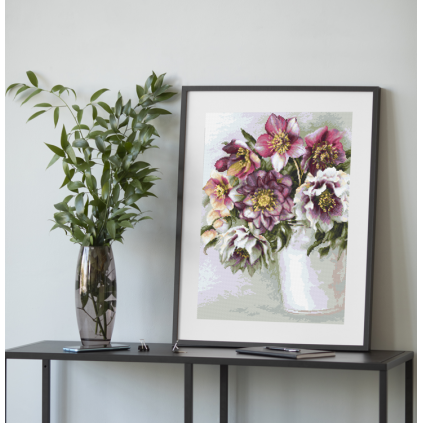 AN 10820 Tapestry aida - Colorful hellebores