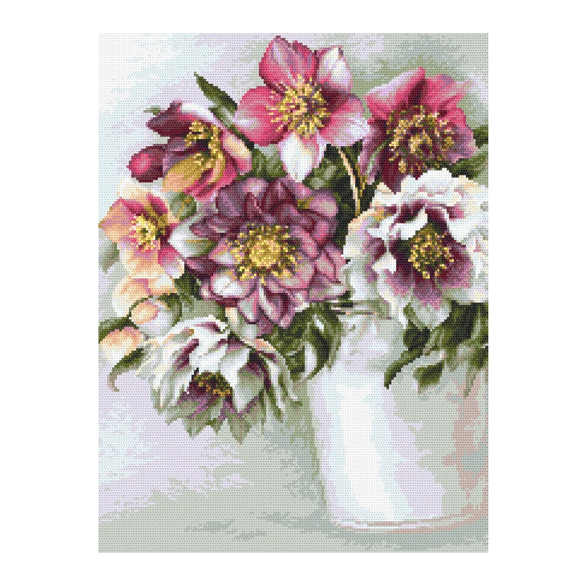 Cross stitch pattern for smartphone - Colorful hellebores
