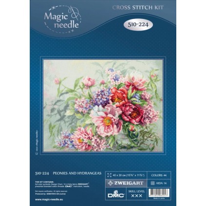 MN 510-224 Cross Stitch Kit - Peonies und Hortensien