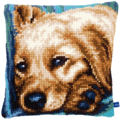 VPN -0154482 Cross Stitch -kudoksen sarja - tyyny - söpö koira