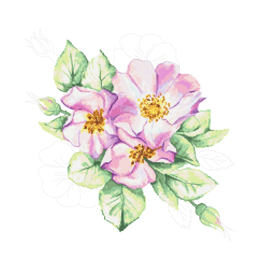 Cross stitch pattern for smartphone - Wild rose flowers