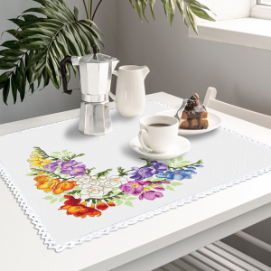 W 10760 Cross stitch pattern PDF - Napkin with freesias