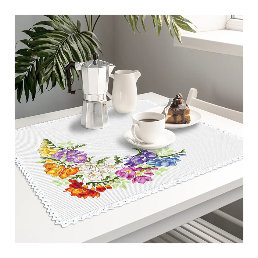 Cross stitch pattern for smartphone - Napkin with freesias