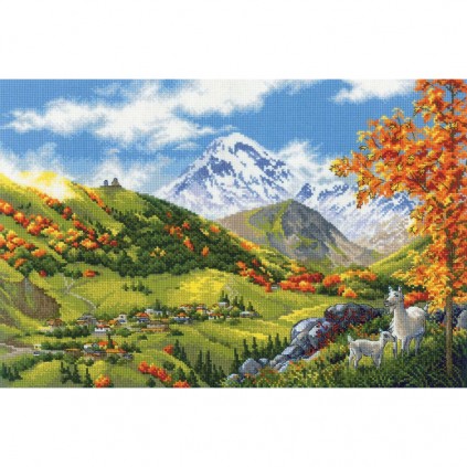 Rio 2072 Cross Stitch Kit langan kanssa - Mountain Village