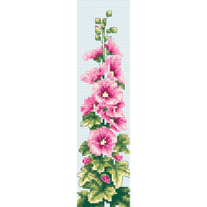 W 10842 Cross stitch pattern PDF - Bookmark with mallow