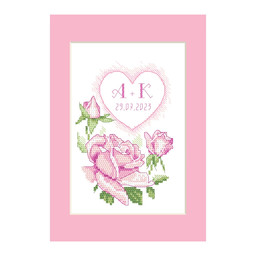 Cross stitch pattern for smartphone - Wedding card with roses