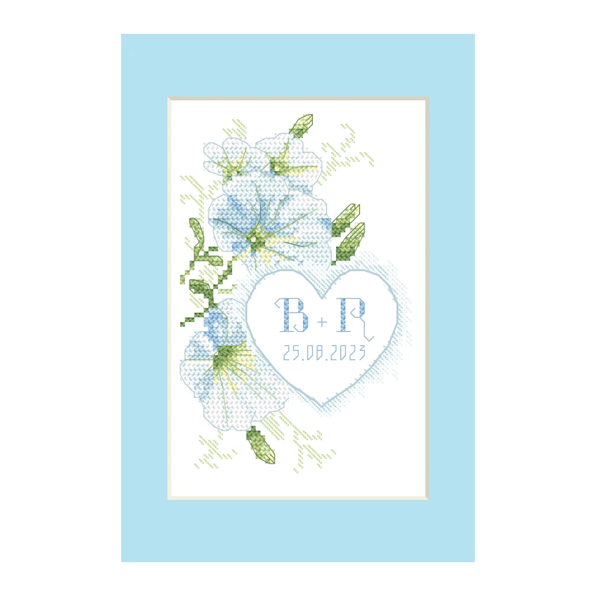 Cross stitch pattern for smartphone - Wedding card with surfinia