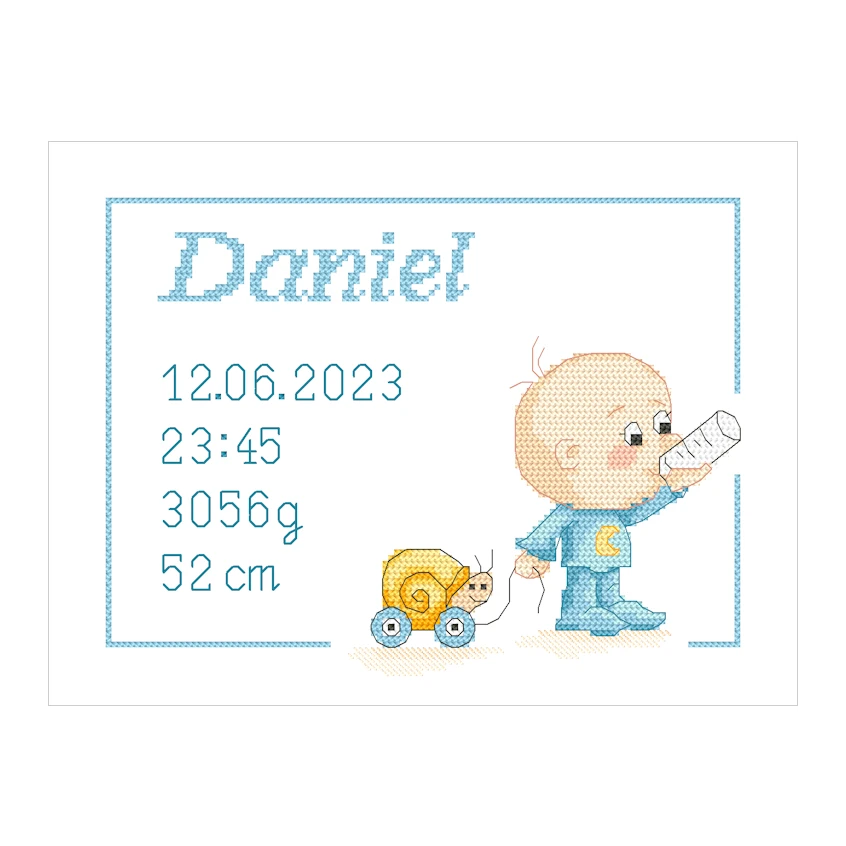 Cross stitch pattern for a phone - Birth certificate for a boy