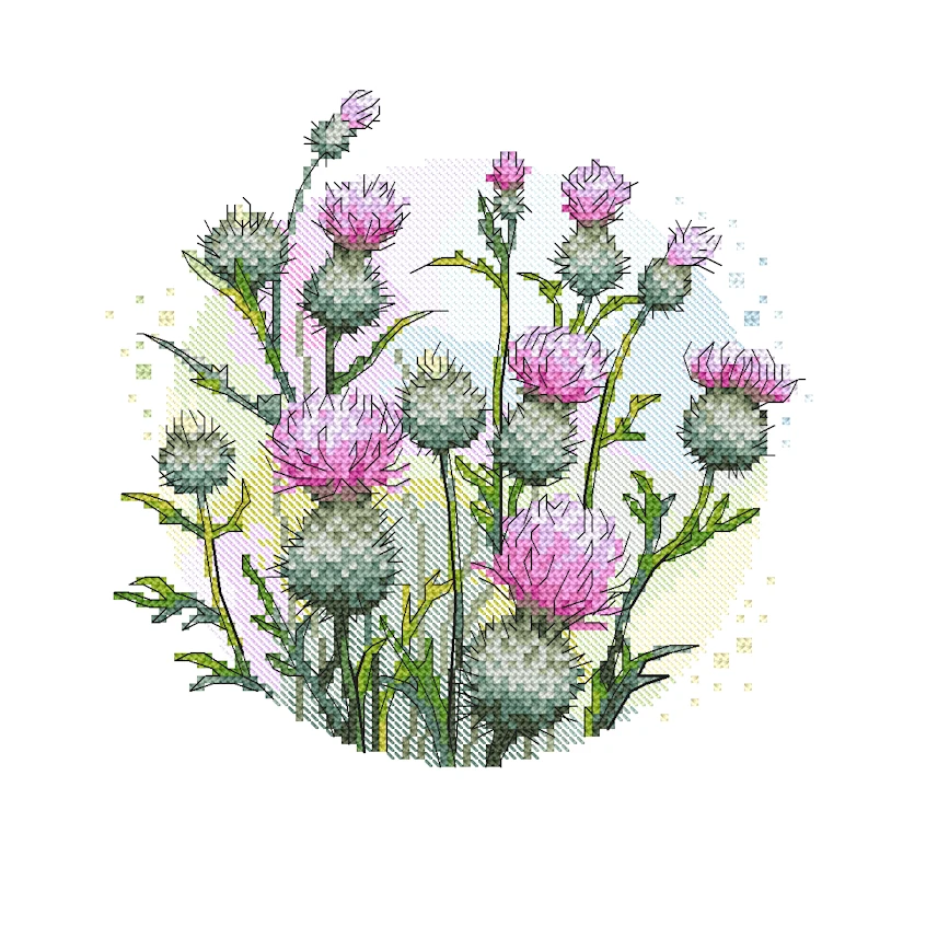 Cross stitch pattern for smartphone - Roadside thistles