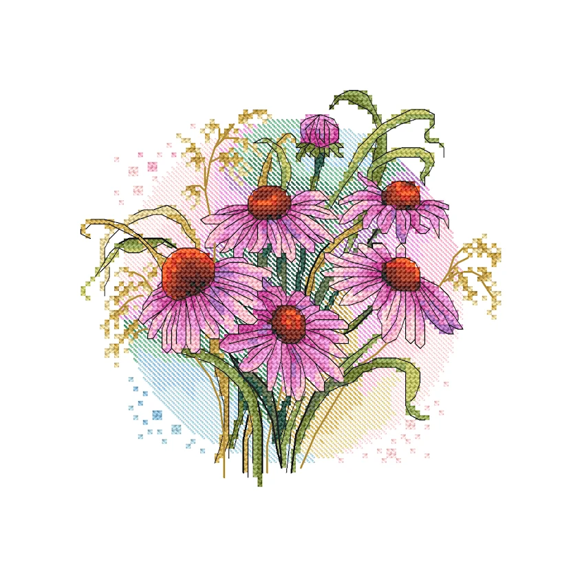Cross stitch pattern for smartphone - Purple echinacea