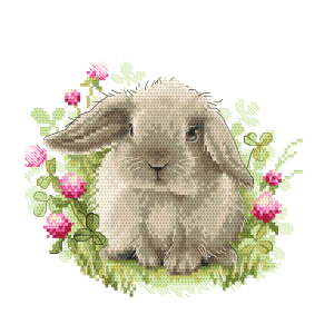 GC 10836 Cross stitch pattern on paper - Bunny in clover