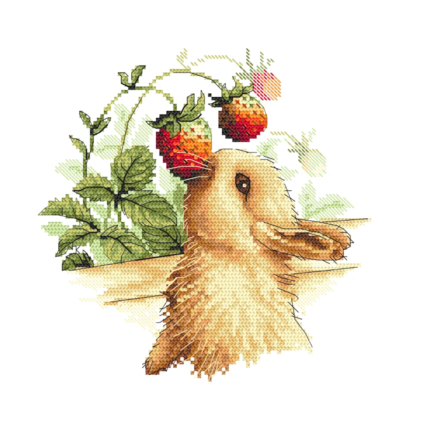 Cross stitch pattern for smartphone - Bunny with strawberries