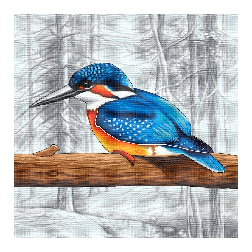 Cross stitch pattern for smartphone - Kingfisher before flying