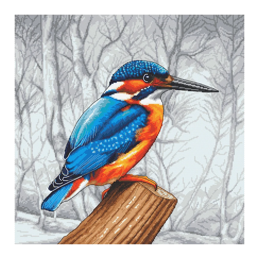 Cross stitch pattern for smartphone - Kingfisher on the hunt