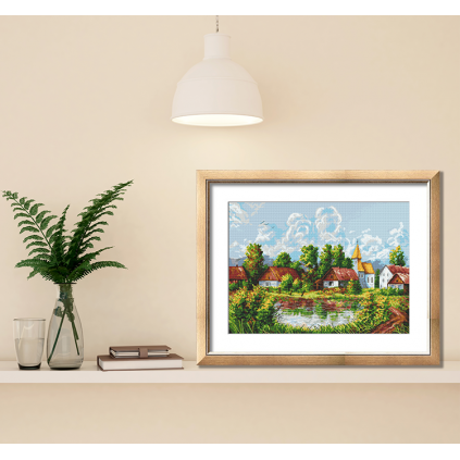 K 10766 Tapestry canvas - Picturesque village