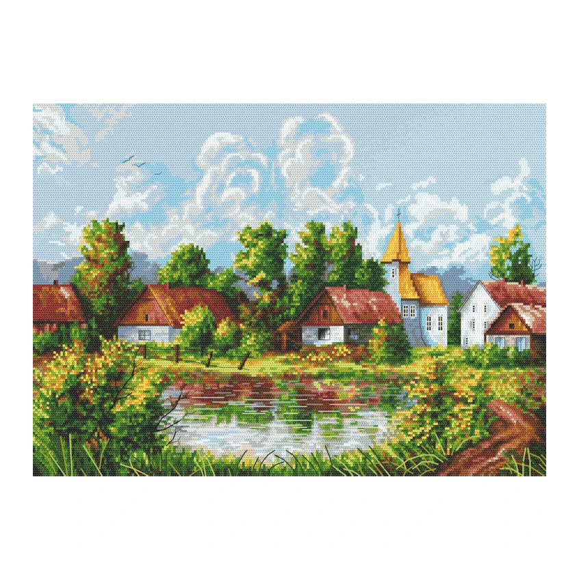 Cross stitch pattern for a phone - Picturesque village