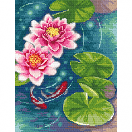 K 10539 Tapestry canvas - Charming water lilies