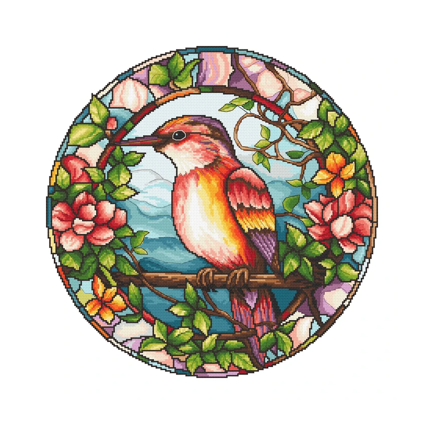 Cross stitch pattern for smartphone - Stained glass bird