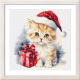 Zn 10849 Kit de tapeçaria de ponto cruz - gatinho de Natal