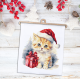 Zn 10849 Kit de tapeçaria de ponto cruz - gatinho de Natal