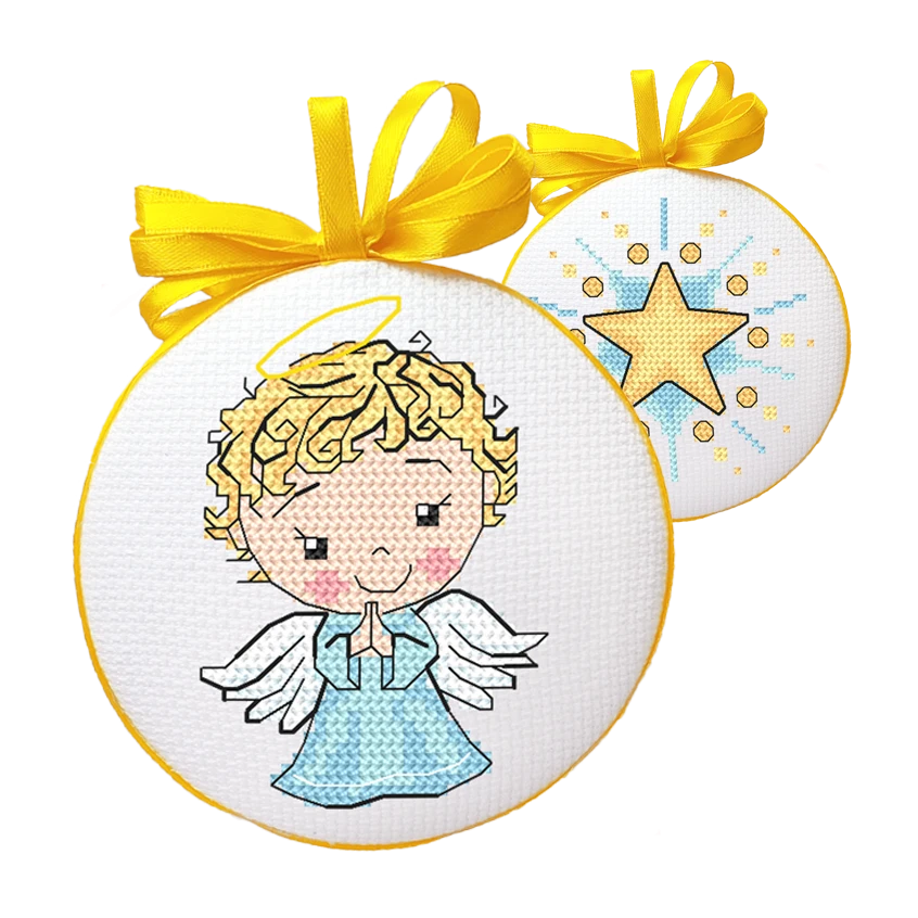 Cross stitch pattern for smartphone - Christmas ball-disc with an angel III