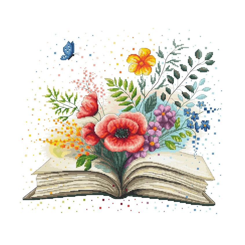 Cross stitch pattern for smartphone - Floral book