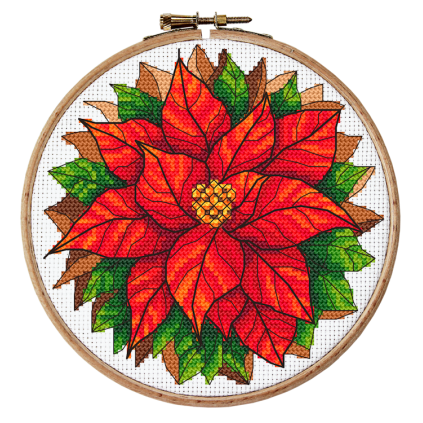 GC 10783 Padrão de ponto cruz impresso - Bola de Natal Uma Flor Poinsétia