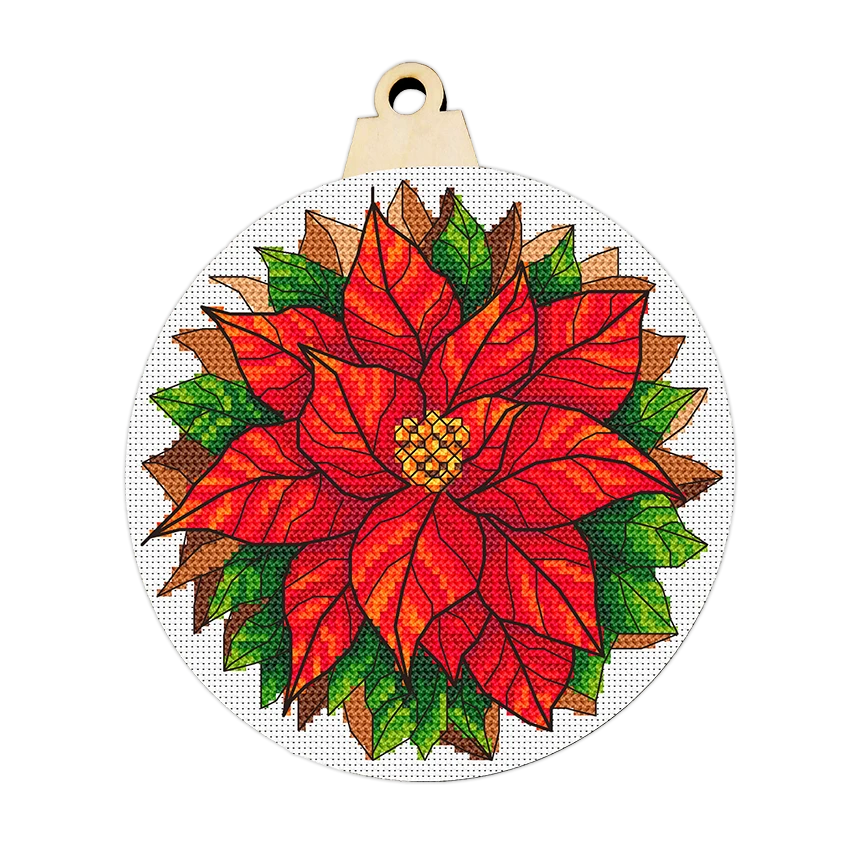 Cross stitch pattern for smartphone - Christmas ball a poinsettia flower