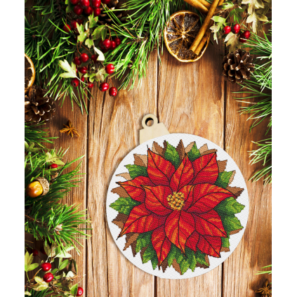 S 10783 Cross Stitch Pattern para um telefone - Bola de Natal Uma Flor Poinsétia