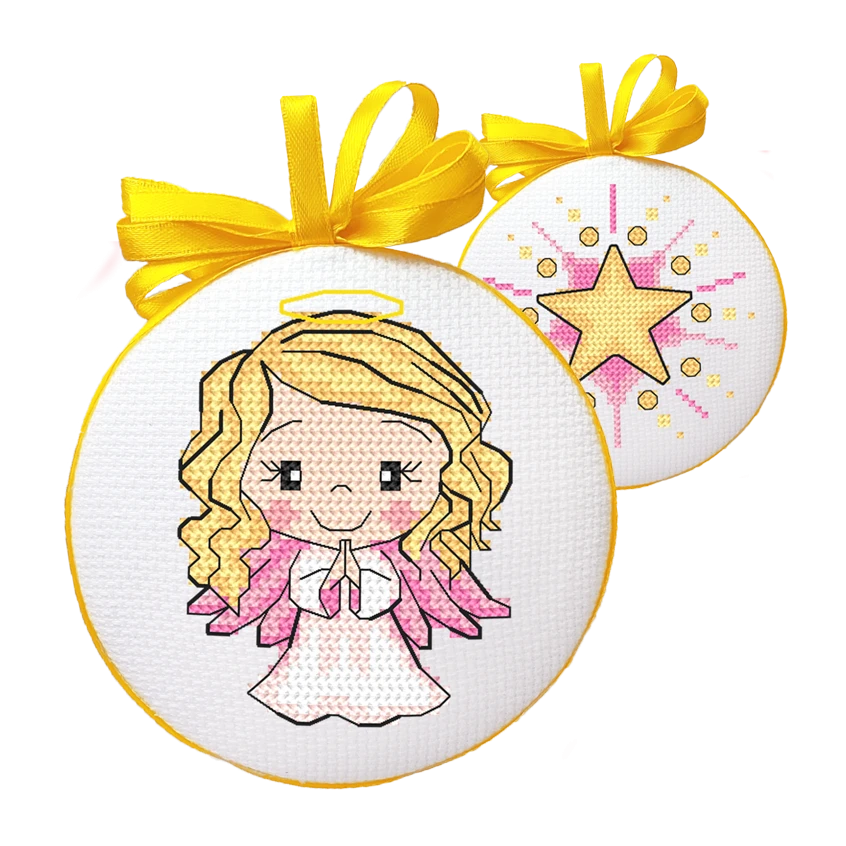 Cross stitch pattern for smartphone - Christmas ball-disc with an angel I