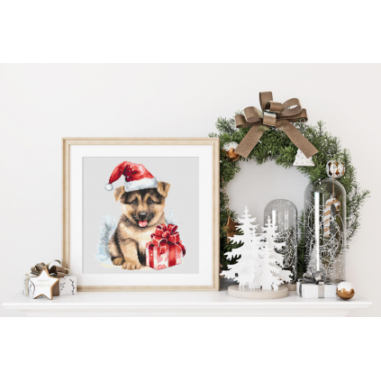 GC 10850 Cross Stitch Padrão no papel - Doggy de Natal