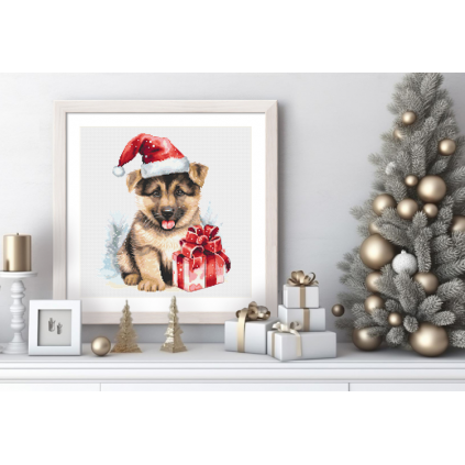Zn 10850 Kit de tapeçaria de ponto cruzado - Doggy de Natal