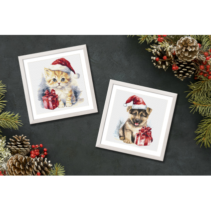 GC 10850 Cross Stitch Padrão no papel - Doggy de Natal