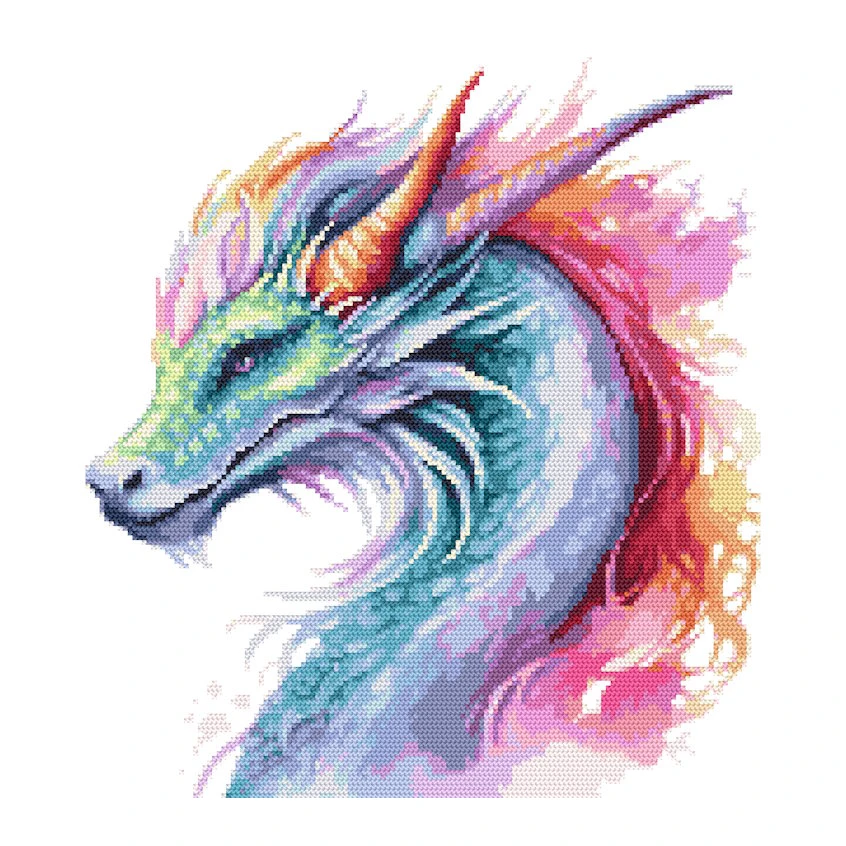 Cross stitch pattern for a phone - Colorful dragon