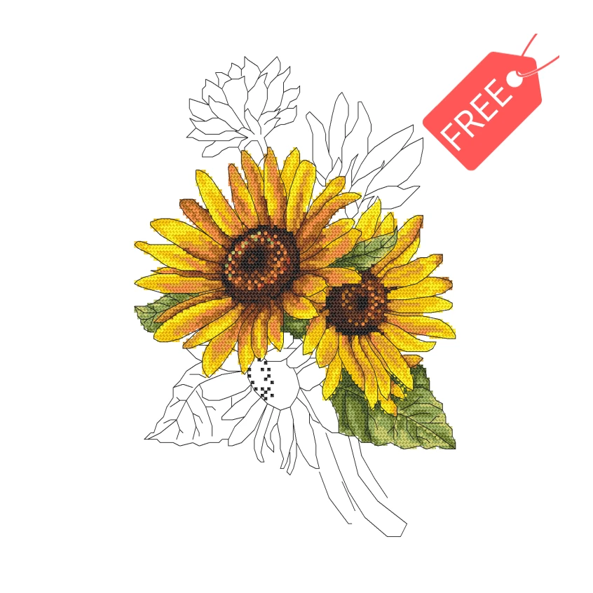 Free Cross stitch pattern for a phone - Stately sunflower