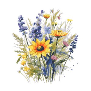 GC 10552 Patrón punto de cruz estampado - Flores con lavanda