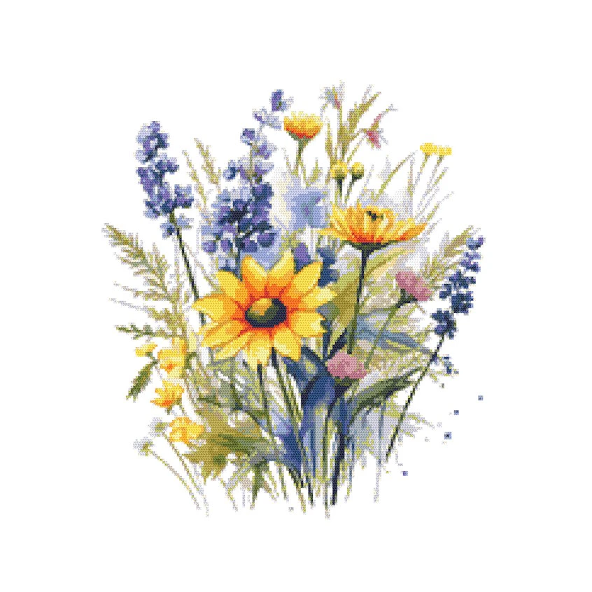 Cross stitch pattern for smartphone - Flowers with lavender