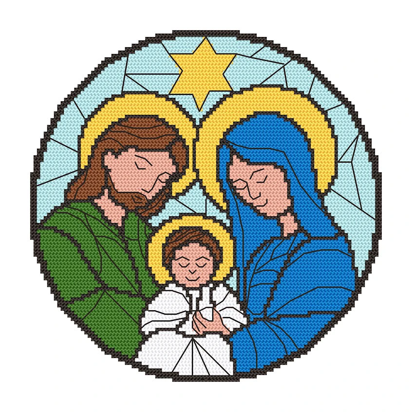 Cross stitch pattern for smartphone - Holy Family