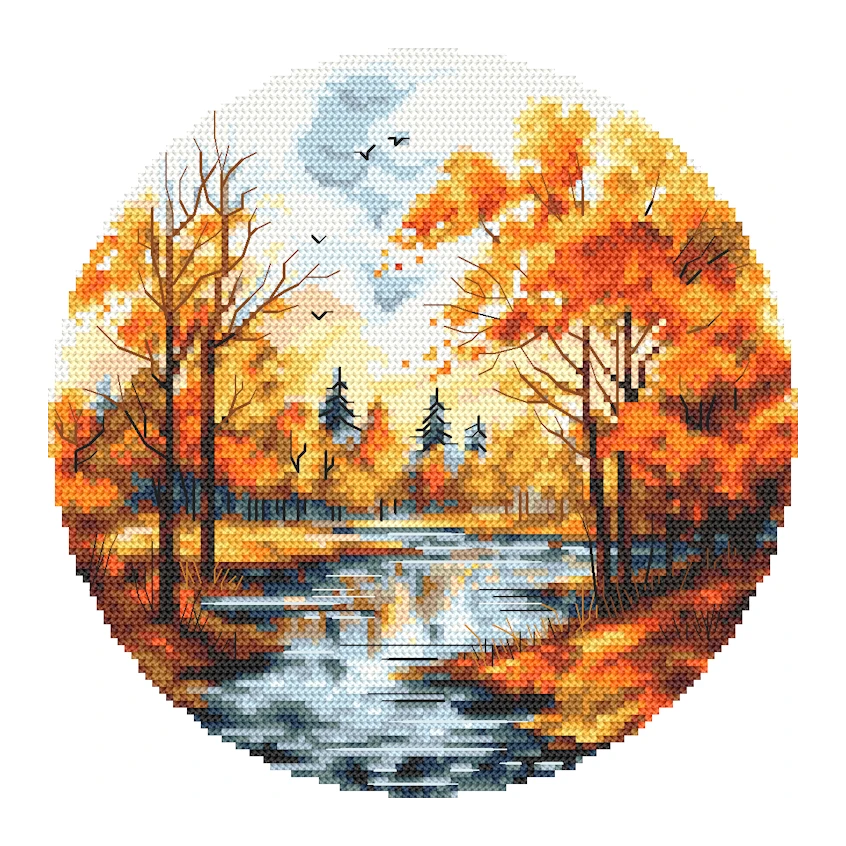 Cross stitch pattern for a phone - Autumn landscape