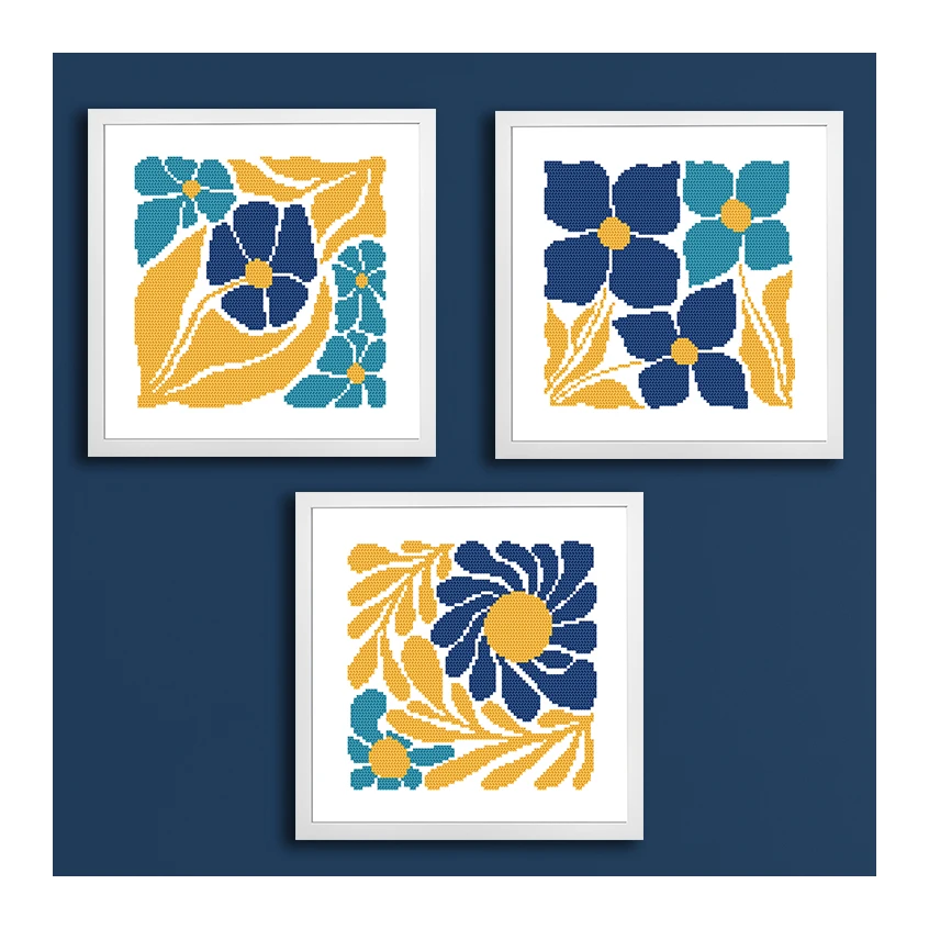 Cross stitch pattern for a phone - Ascetic flowers - triptych