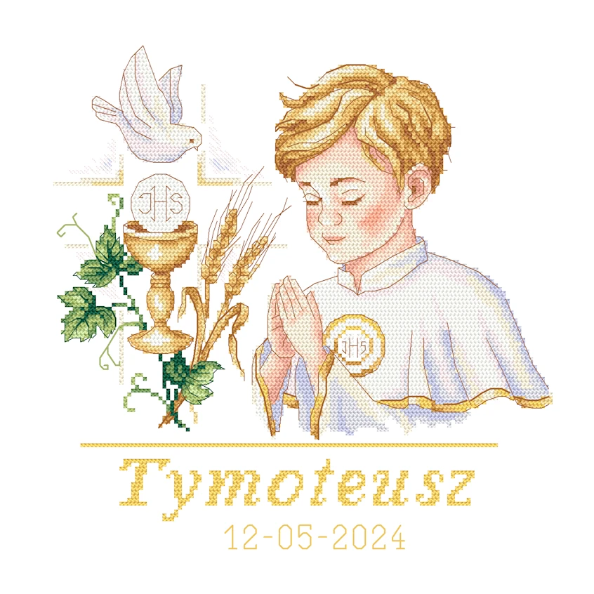 Cross stitch pattern for a phone - In rememberance of First Communion - Boy