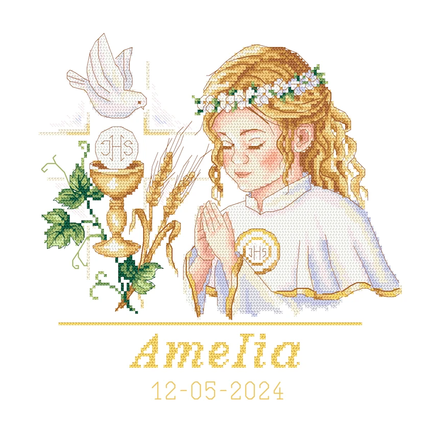 Cross stitch pattern for a phone - In rememberance of First Communion - Girl
