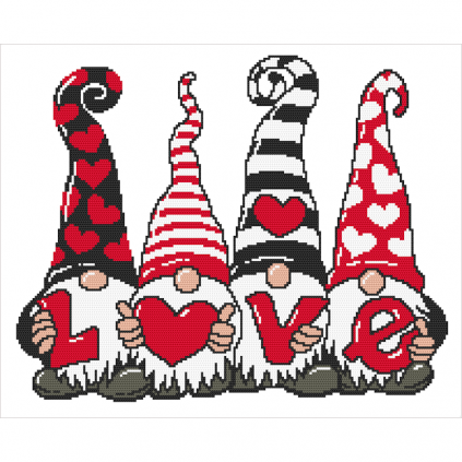 Zn 11008 Cross Stitch -kudoksisarja - Rakkaus Gnomit