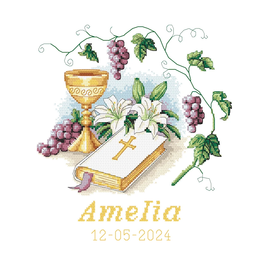 Cross stitch pattern for a phone - In rememberance of First Communion with the Holy Scriptures