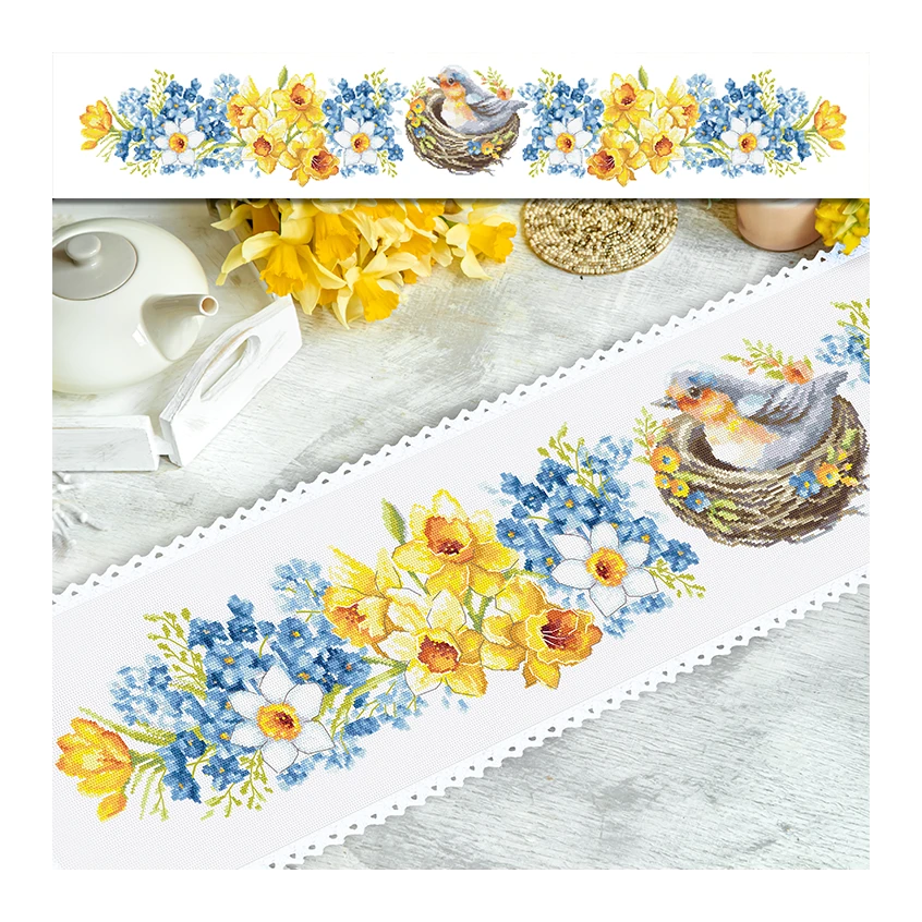 Cross stitch pattern for a phone - Long spring table runner