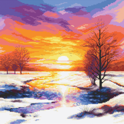 W 10799 Kryssstingmønster PDF - Romantisk solnedgang