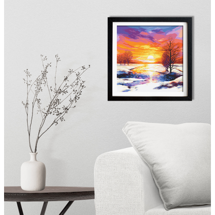 AN 10799 Tapisserie Aïda - Coucher de soleil romantique