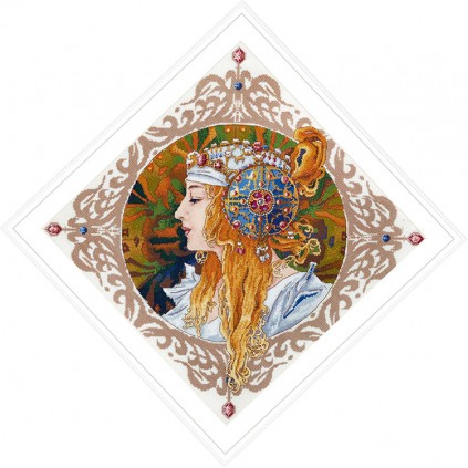 MER K-141 Cross stitch kit - Blonde Maiden by A. Mucha