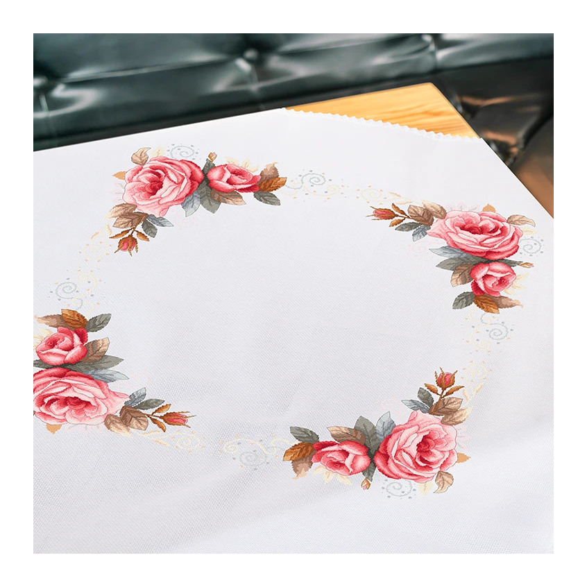 Cross stitch pattern for a phone - Vintage rose tablecloth