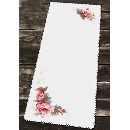 Zu 11021 Cross Stitch Kit - Vintage Rose Table Runner